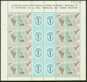 SPAIN 2065(8), ESPAMER PHILATELIC EXHIBITION, SHEET OF EIGHT, MNH VF.