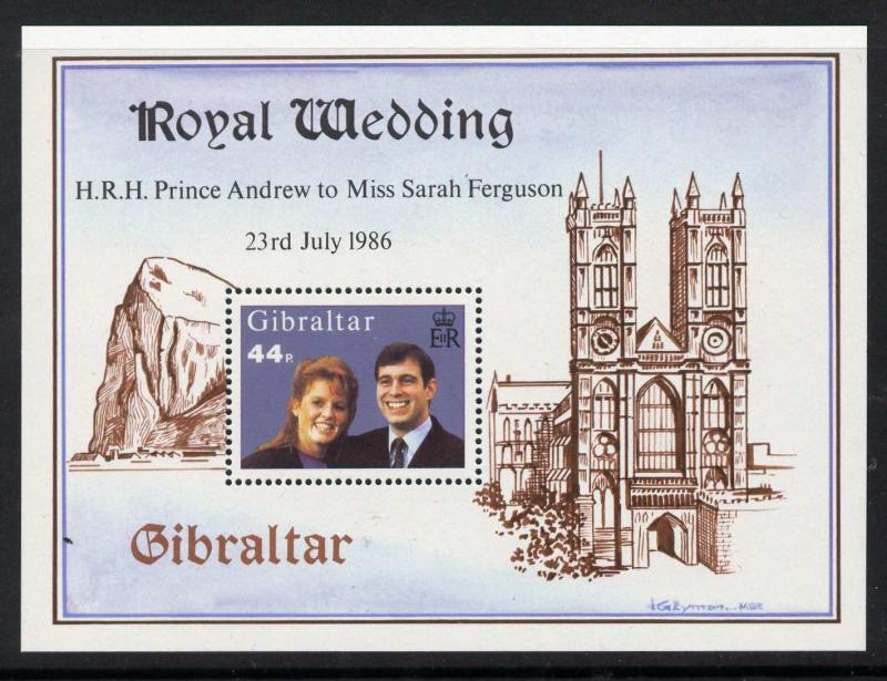 Gibraltar 498 MNH Prince Andrew, Sarah Ferguson Wedding, Westminster Cathedral