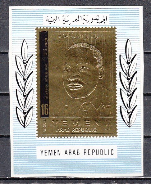 Yemen Arab Rep., Mi cat. 810, BL80. Martin Luther King, jr. Gold s/sheet. ^