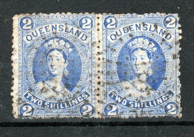 Australia - Queensland 1882 2s horizontal pair FU