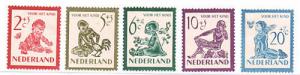 Netherlands Sc B219-B223 MLH. 1950 Children with Animals & insects, cplt. set