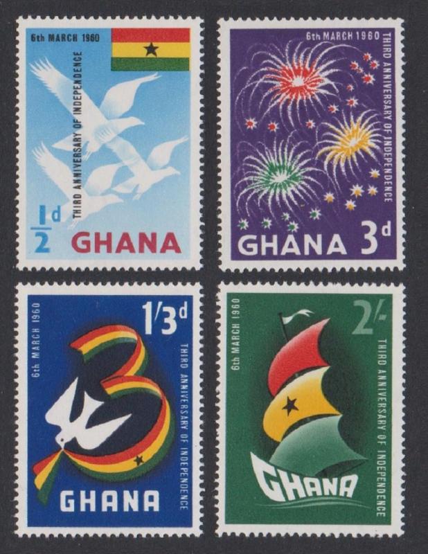 Ghana Birds Fireworks 3rd Anniversary of Independence 4v SG#238-241 MI#73-76