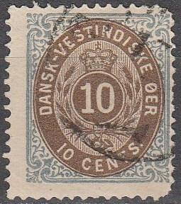 Danish West Indies #10 F-VF Used   CV $25.00 (K1766)