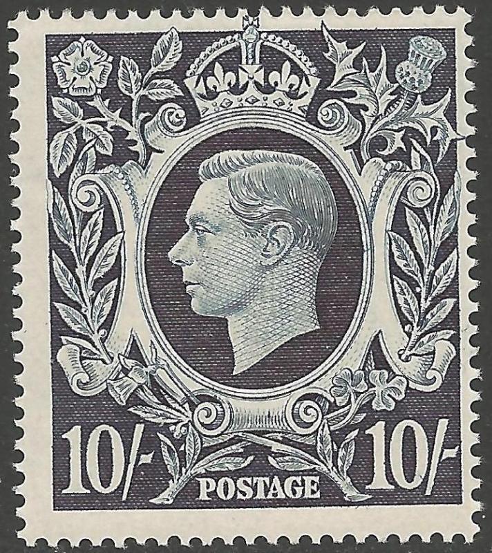 GB SG478 1939 10/= DULL BLUE MNH