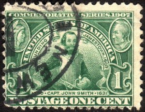 1907, US 1c, John Smith, Used, Sc 328