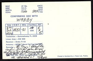 QSL QSO RADIO CARD Paisley/Renfrewshire/Scotland/GM3CSM/Ian, (Q1906)