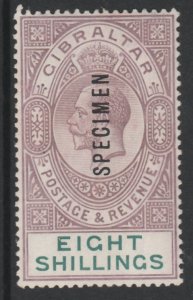 GIBRALTAR 1924 KG5  8s opt'd SPECIMEN