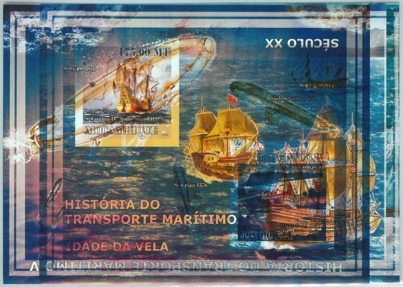 A1154 - MOZAMBIQUE, ERROR, IMPERF: 2009, Transportation, Astronomy, Boats, Ships