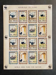 Stamps Mini-Sheet WWF Ostrich Overprinted Chad 1998 Imperfect-