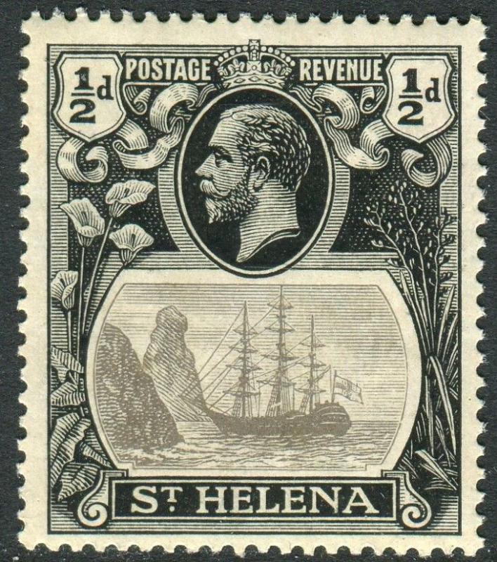 ST HELENA-1923 ½d Grey Black BROKEN MAINMAST lightly mounted mint Sg 97a