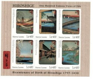 Sierra Leone 1997 - Hiroshige Artwork, 200 Years - Sheet of 6v - Sc 2001 - MNH