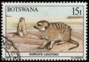 Botswana 413 - Used - 15t Suricate (Meerkat) (1987) (cv $2.85) (2)