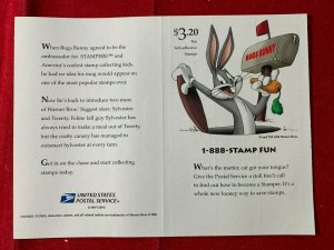 SYLVESTER & TWEETY Looney Tunes Pane of Stamps imperf  Scott's 3205 