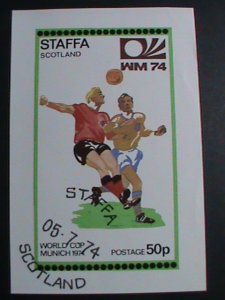 ​SCOTLAND-STAFFA STAMP-1974-WORLD CUP SOCCER-MUNICH'74-CTO S/S-SHEET VERY FINE