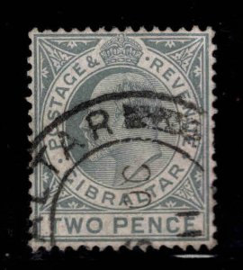 GIBRALTAR  Scott 53 Used KEVII stamp, wmk 3,  2P Gray