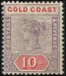 Gold Coast SC# 23 Victoria 10Shillings wmk 2 MVVLH