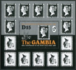 Gambia 1001-1002,1003, MNH.Mi 1159-60,Bl.109. LONDON-1990.Penny Black,150th Ann.