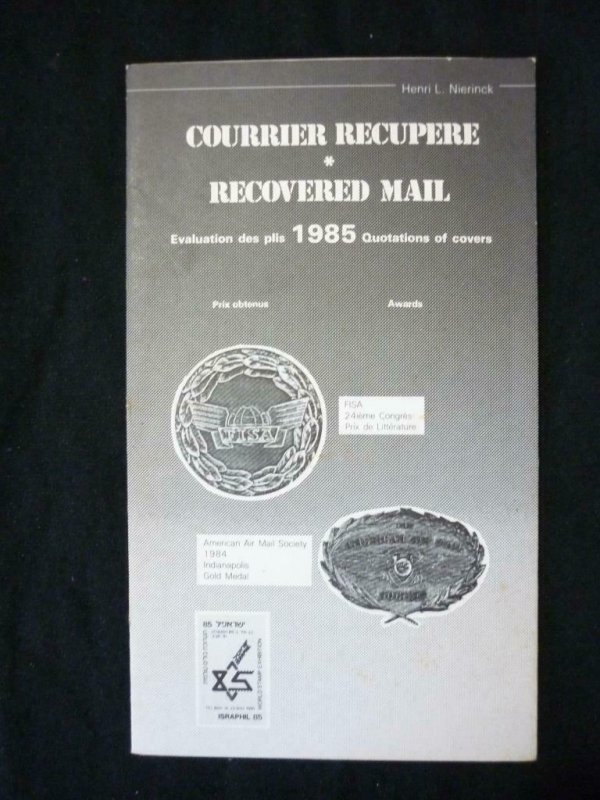 COURRIER RECUPERE RECOVERED MAIL QUOTATIONS OF COVERS 1985 by NIERINCK