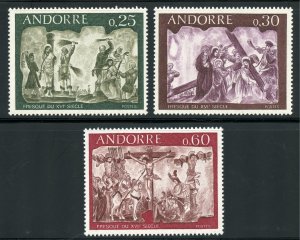 Andorra, French Scott 185-87 MNHOG - 1968 Frescoes Set - SCV $3.45