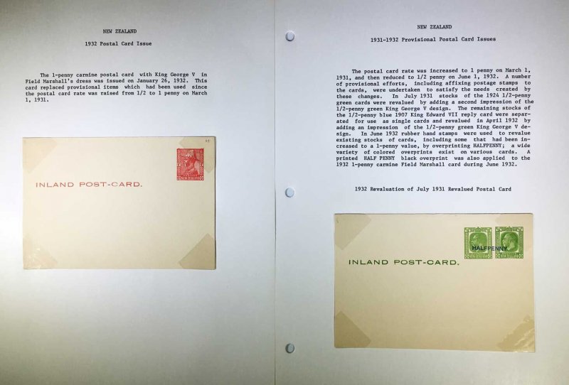 New Zealand Postal Card Collection. Exhibit Style pages 1879-1935 (14268) 