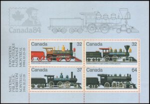 CANADA - 1984 NATIONAL PHILATELIC EXHIBITION / RAILWAY TRAINS - MIN. SHEET MNH