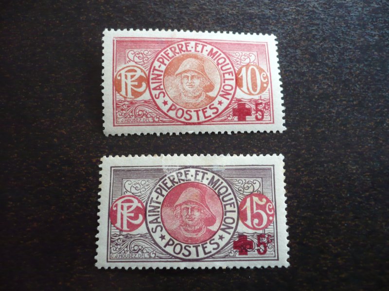 Stamps - St. Pierre Miquelon - Scott# B1-B2 - Mint Hinged Part Set of 2 Stamps