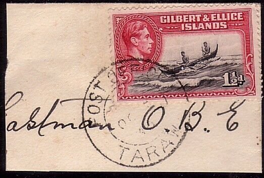 GILBERT & ELLICE IS GVI on 1946 piece POST OFFICE / TARAWA cds.............33754