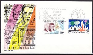 Spain, Scott cat. 2338-39. Chemistry & Scouting issue. First day cover.
