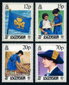 Ascension 377-380, Mnh. Interno Youth Anno, Girl Guide, Lady Baden-Powell, 1985