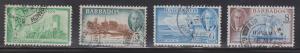 BARBADOS Scott # 217-8, 220-1 Used - KGVI & Various Scenes