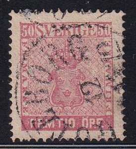 Sweden #12 used 1858  Coat of Arms 50o