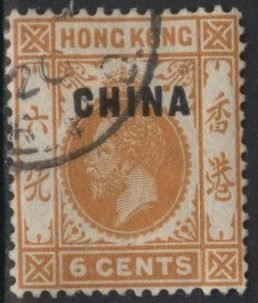 Great Britain: offices in China 4 (used) 6c GV, org, ovptd CHINA (1917)