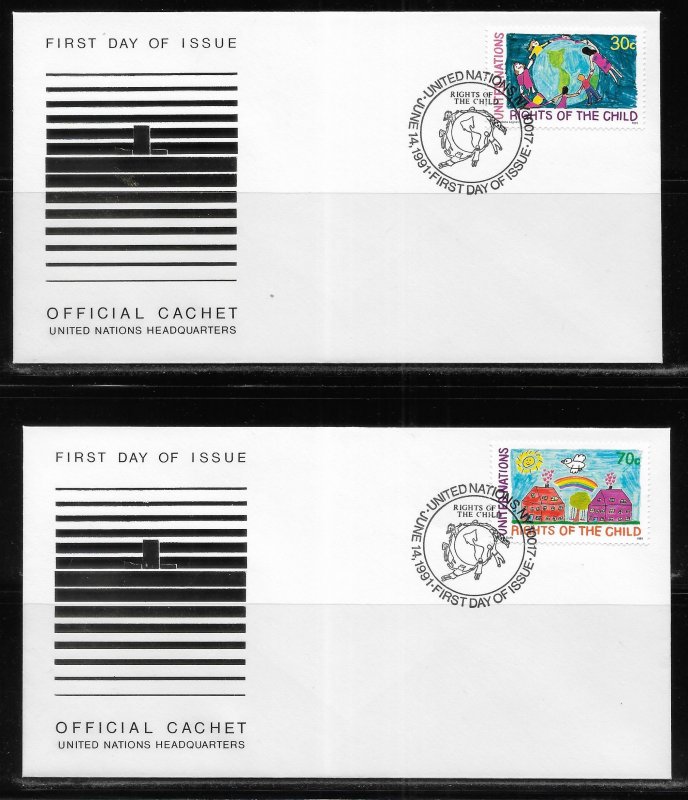 United Nations NY 593-4 Rights of the Child Headquarters Cachet FDC