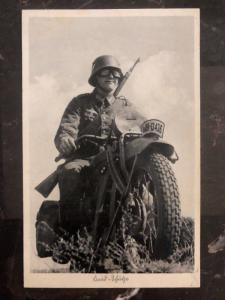 1941 Germany Feldpost Soldier Motorcycle WWII RPPC Postcard Cover