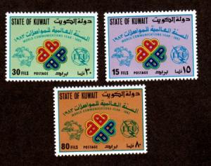 Kuwait # 918-920 Mint NH World Communications Year!