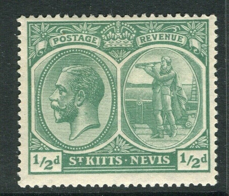 ST. KITTS-NEVIS; 1920s GV Mult. Script issue Mint hinged Shade of 1/2d. value