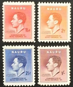 Nauru 1937 #35-8, King George VI, MNH(cupping/curling).