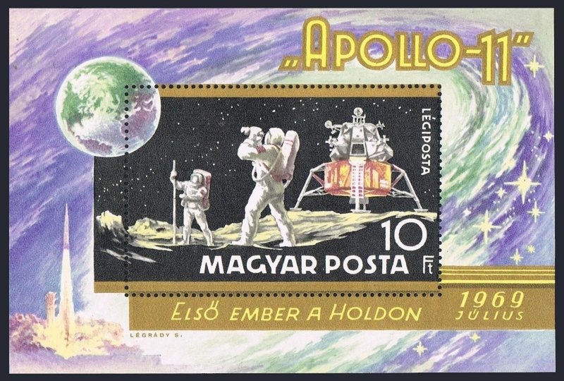 Hungary C295, MNH. Michel Bl.72. Moon landing, 1969. Apollo 11.