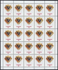 KNIGHT OF COLUMBUS = Sheet of 25 stamps Canada 1997 #1656 MNH