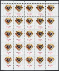 KNIGHT OF COLUMBUS EMBLEM = Full Sheet of 25 stamps Canada 1997 #1656 MNH