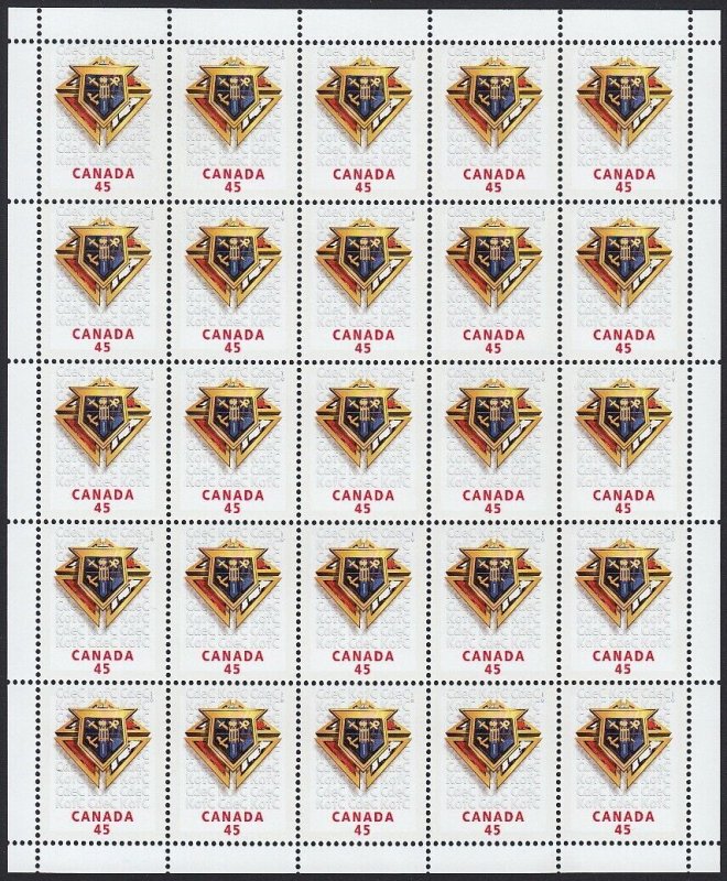 KNIGHT OF COLUMBUS EMBLEM = Full Sheet of 25 stamps Canada 1997 #1656 MNH