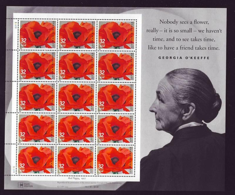 #3069 Georgia O'Keeffe Full sheet MNH