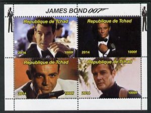 CHAD - 2014 - James Bond - Perf 4v Sheet - M N H - Private Issue