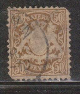 BAVARIA Scott # 45 - Used - 50 Pf Coat Of Arms Issue - Pulled Corner Perfs