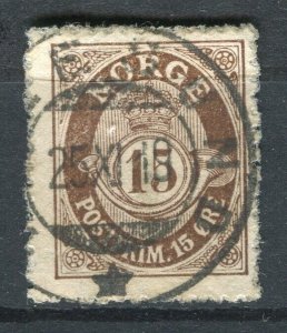 NORWAY; 1890s early classic 'ore' type used Shade of 15ore. + fair Postmark