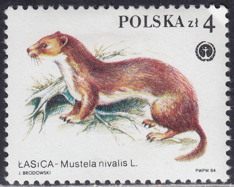 Poland 2650 Protected Animals, Mustela Nivalis 4.00zł 1984