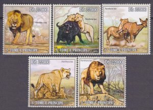 2010 Sao Tome and Principe 4454-4458 Cats - Lions 11,00 €