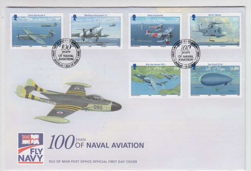 Isle of Man -  2008,  Naval Aviation,   set of 6 on FDC