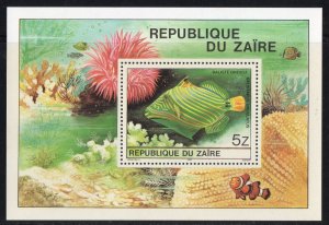 Thematic stamps ZAIRE 1980 TROPICAL FISH MS1025 mint