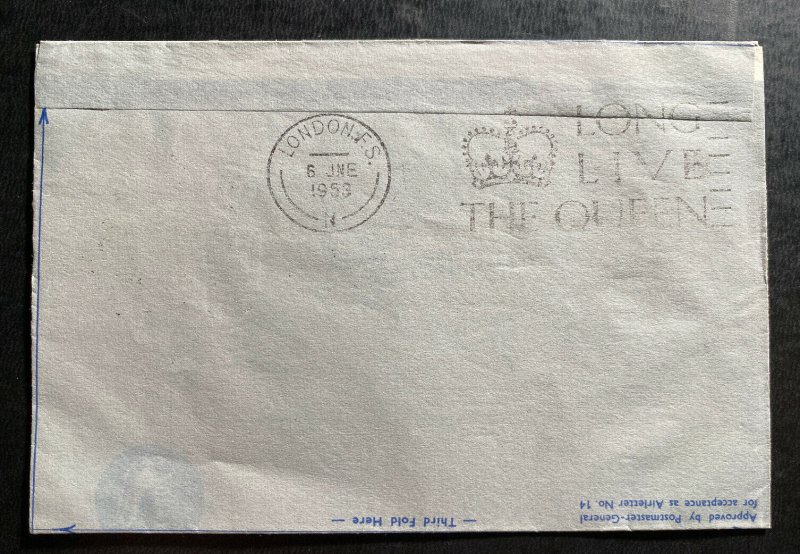 1953 Port Moresb Papua New Guinea Air Letter Cover Queen Elizabeth Coronation 2